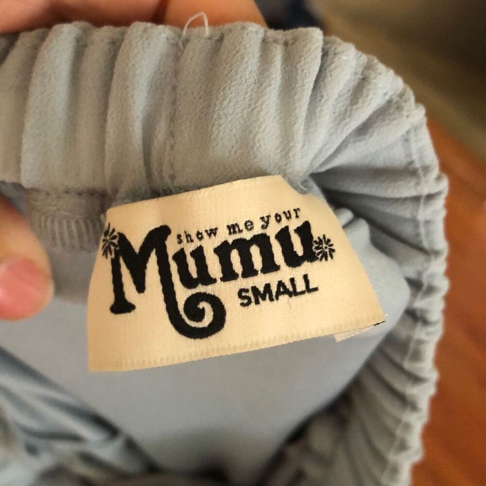 Show me your MuMu Luna halter dress gray blue size small - Picture 4 of 5